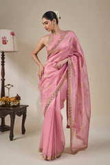 Pink Kochi Counch Saree