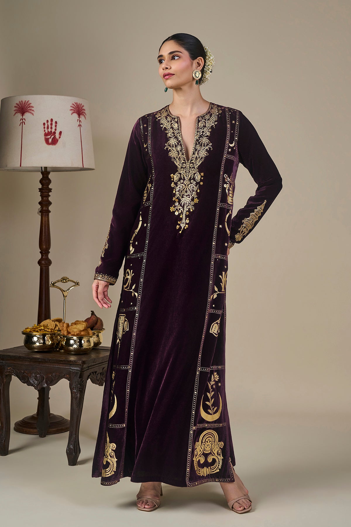 Plum Tropical Stardust Kaftan