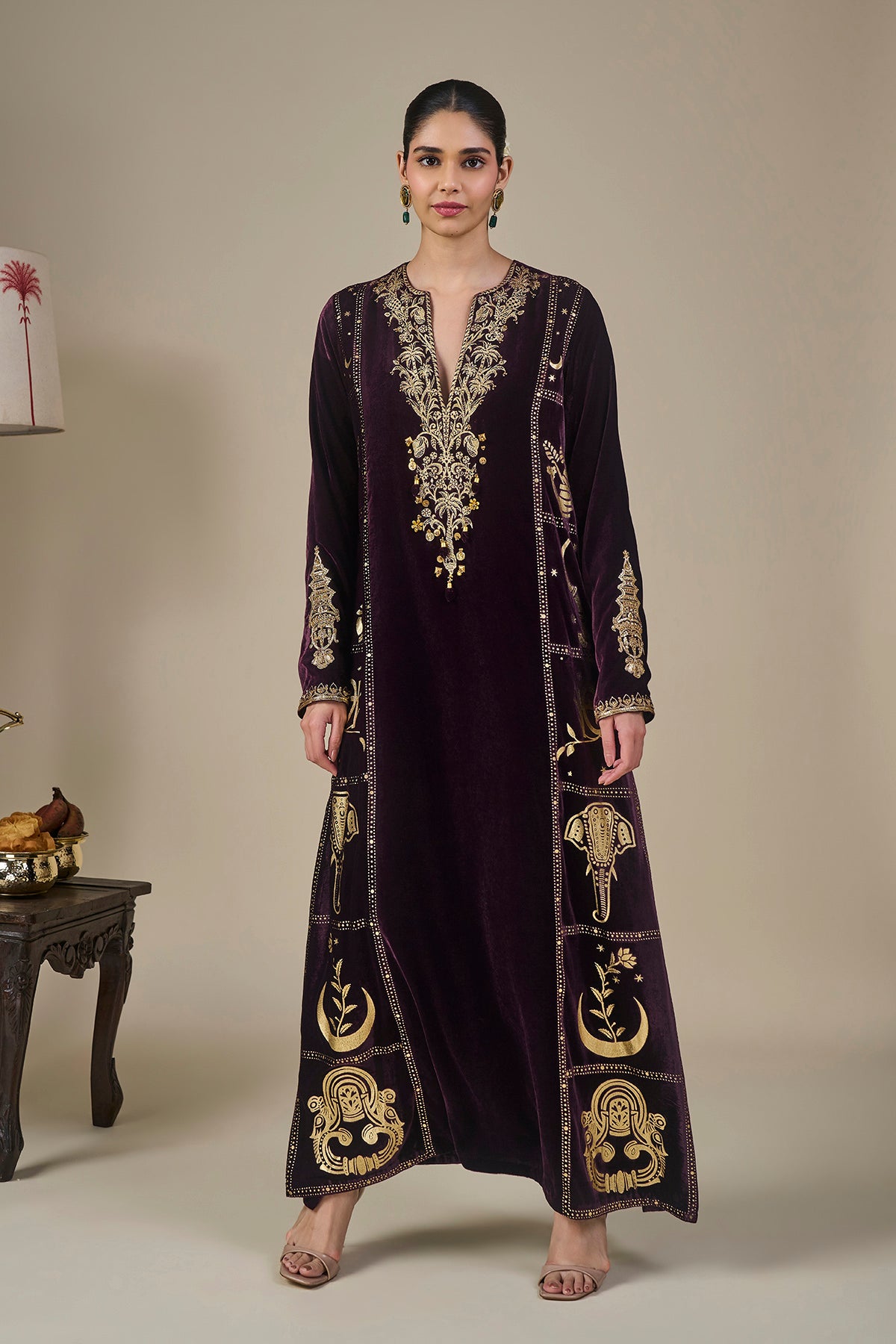 Plum Tropical Stardust Kaftan
