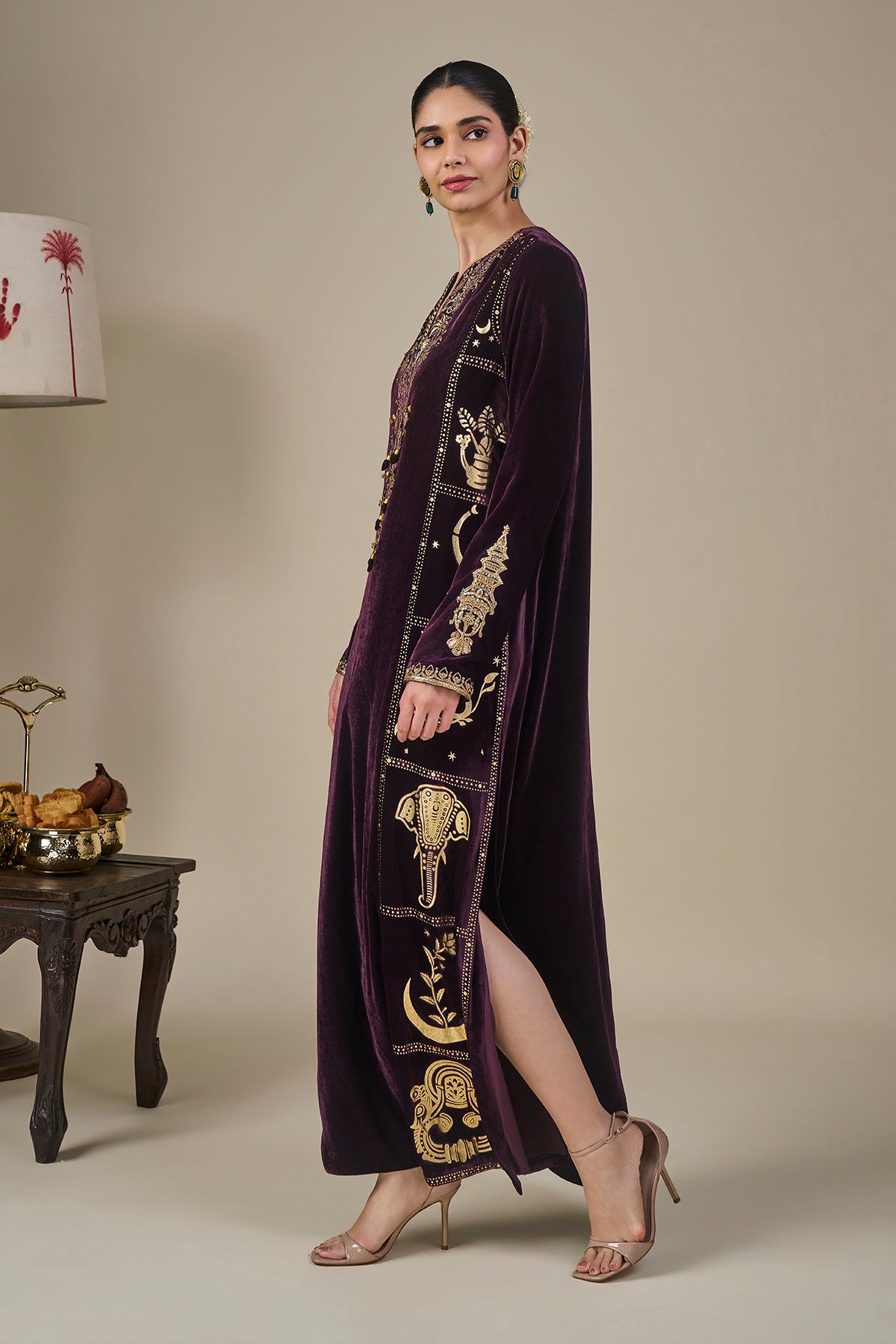 Plum Tropical Stardust Kaftan