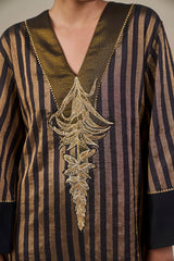 Black Gold Noise Asymmetric Kaftan