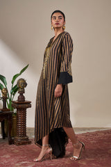 Black Gold Noise Asymmetric Kaftan