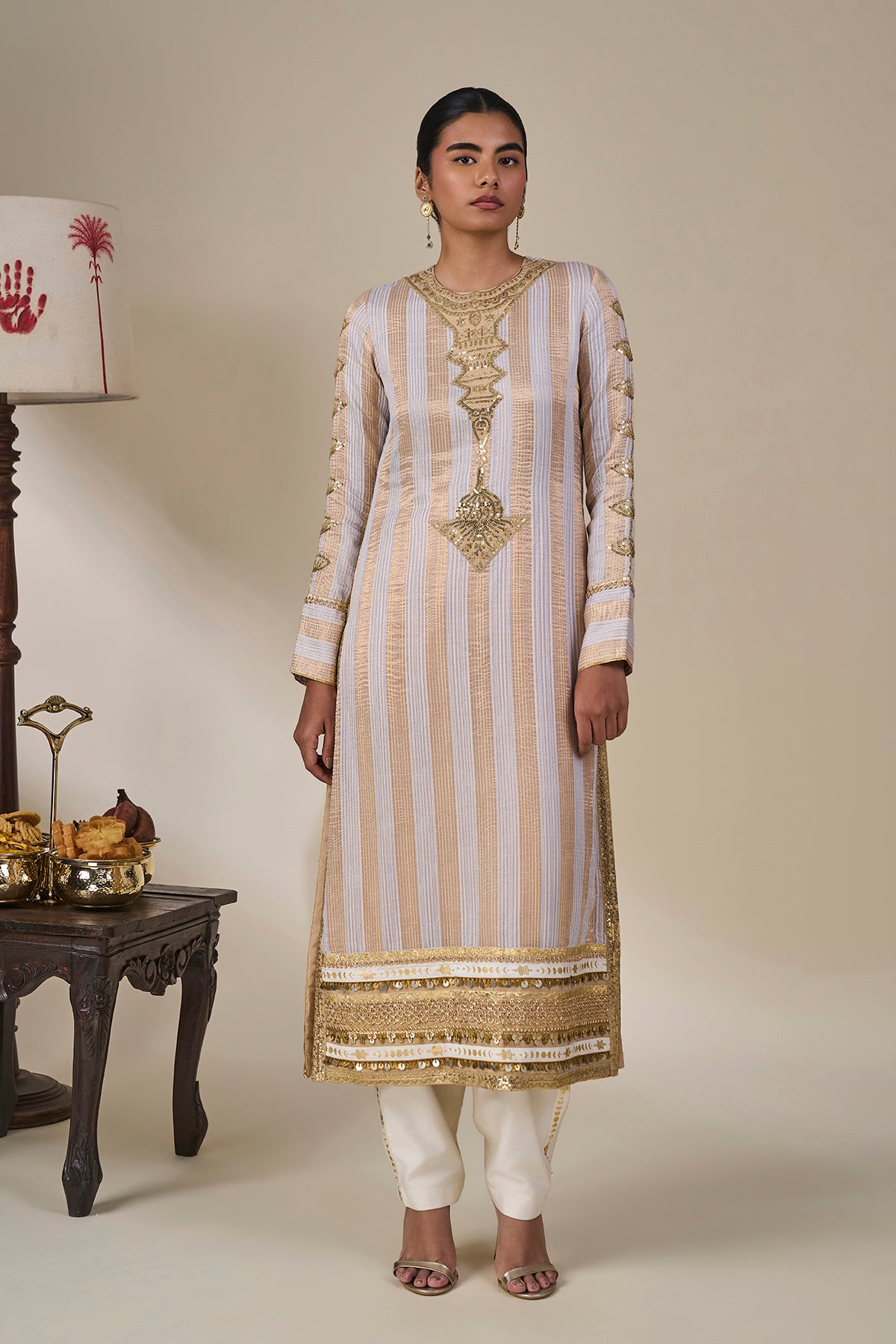 Lilac Cosmic Ascent Stripe Kurta Set