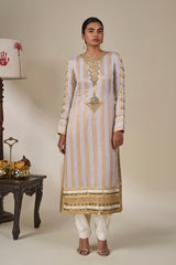 Lilac Cosmic Ascent Stripe Kurta Set