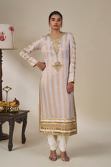 Lilac Cosmic Ascent Stripe Kurta Set