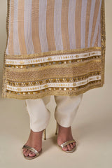 Lilac Cosmic Ascent Stripe Kurta Set