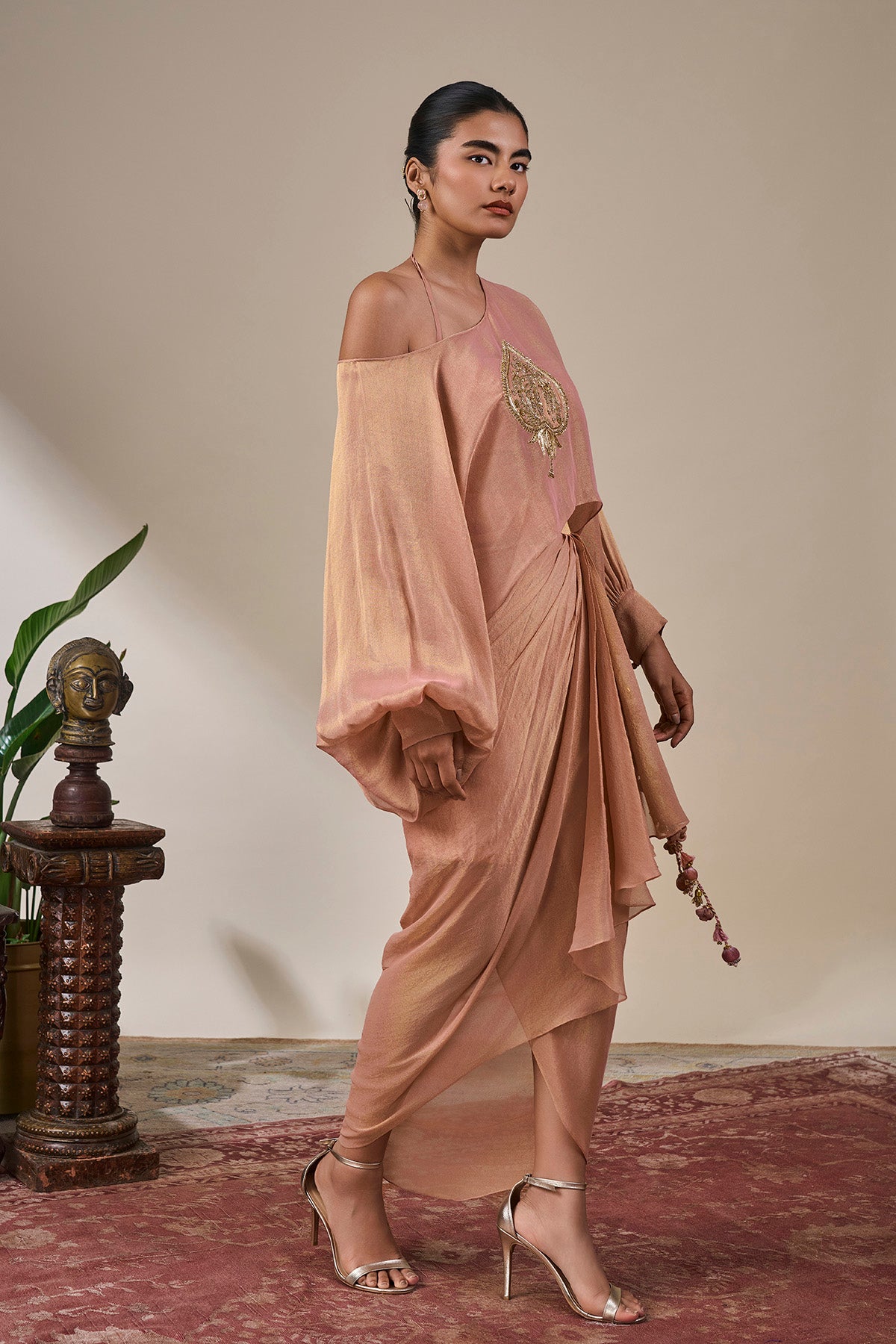 Gulab Rosette Drape Skirt Set