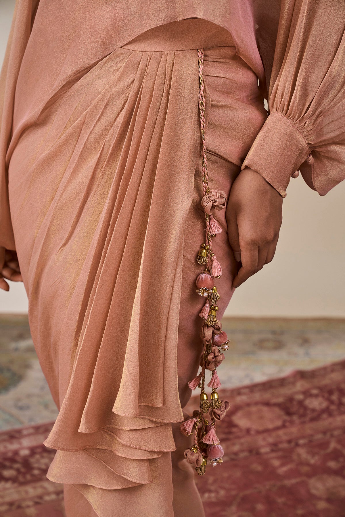 Gulab Rosette Drape Skirt Set