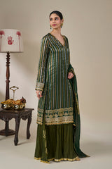 Green Kera Palm Anarkali Set