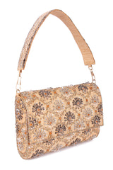 Gold silver aayena clutch