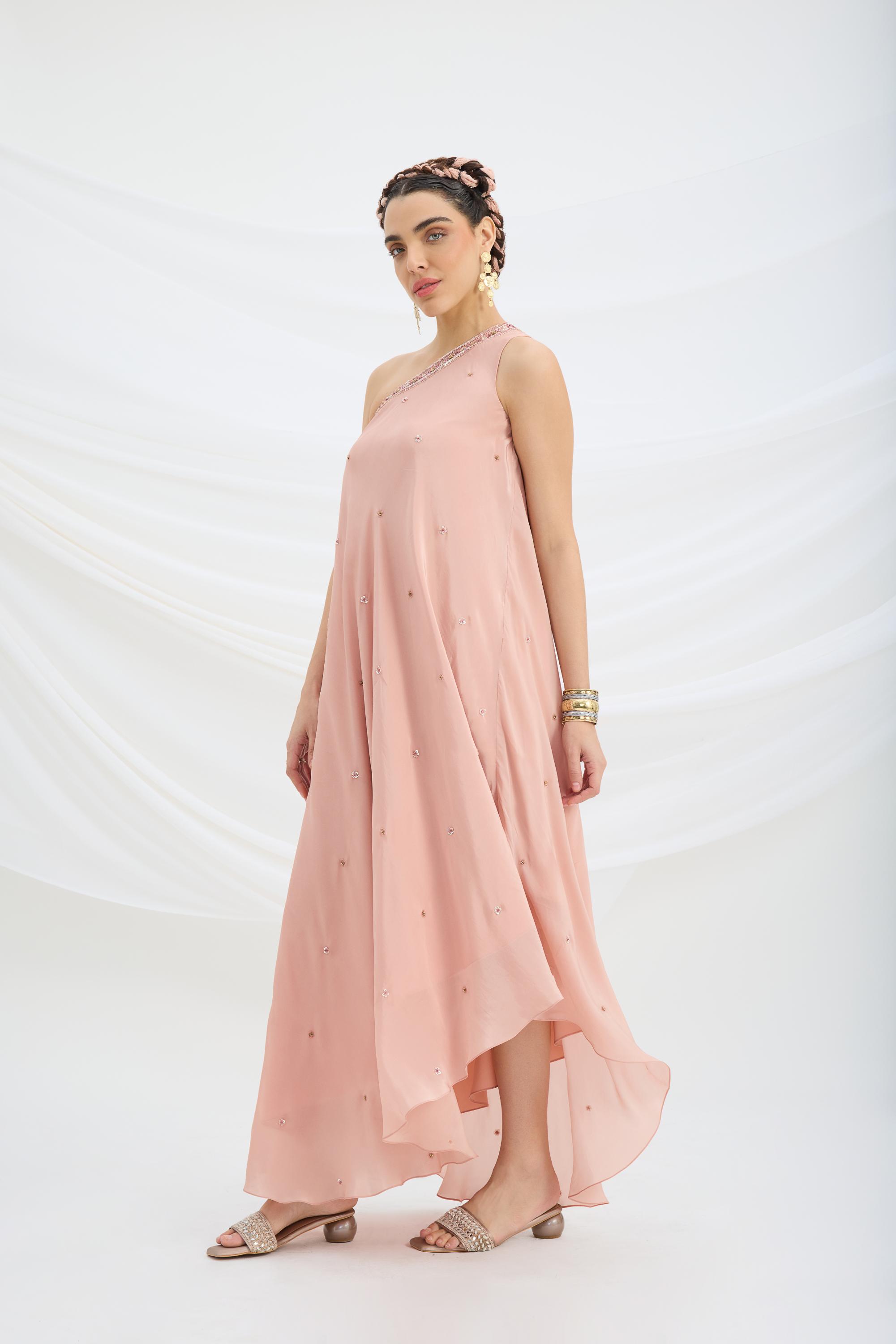 ONE SHOULDER DRAPE DRESS