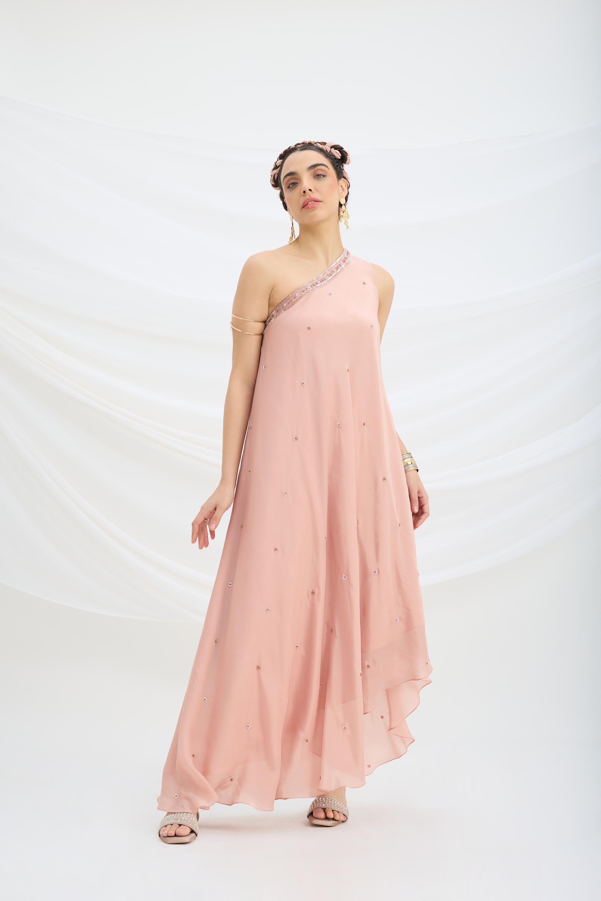 ONE SHOULDER DRAPE DRESS
