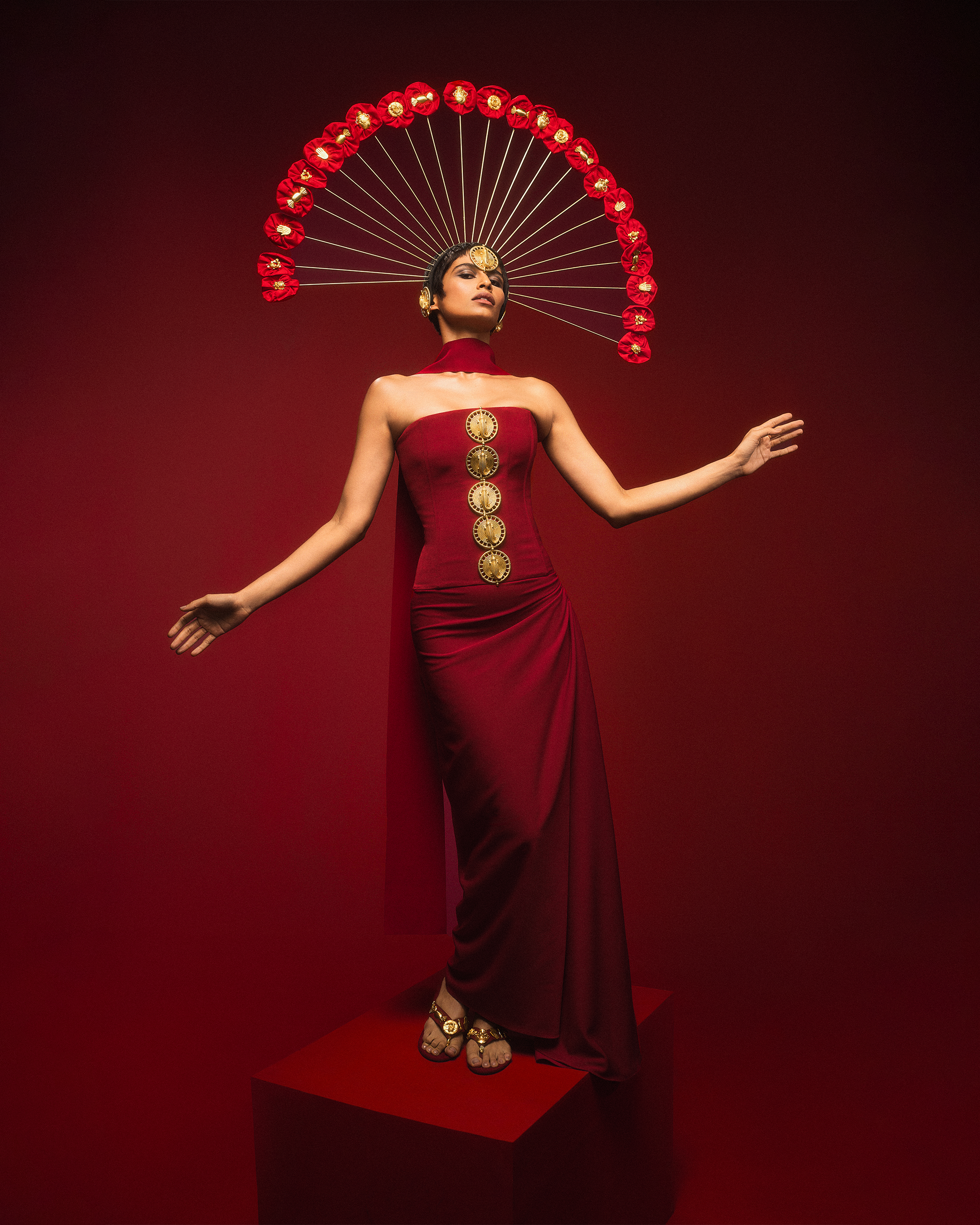 The Ghana Gator Corset Set In Red