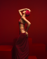 The Red Idgaf Dress With The Ruby Bra And Whip