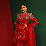 Sindoori red embroidered Gharara set