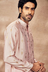 BABY PINK TRIBAL PILLAR KURTA