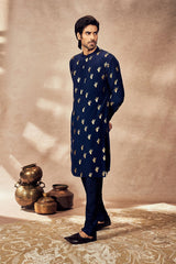 BLUE GANESHA FOIL KURTA
