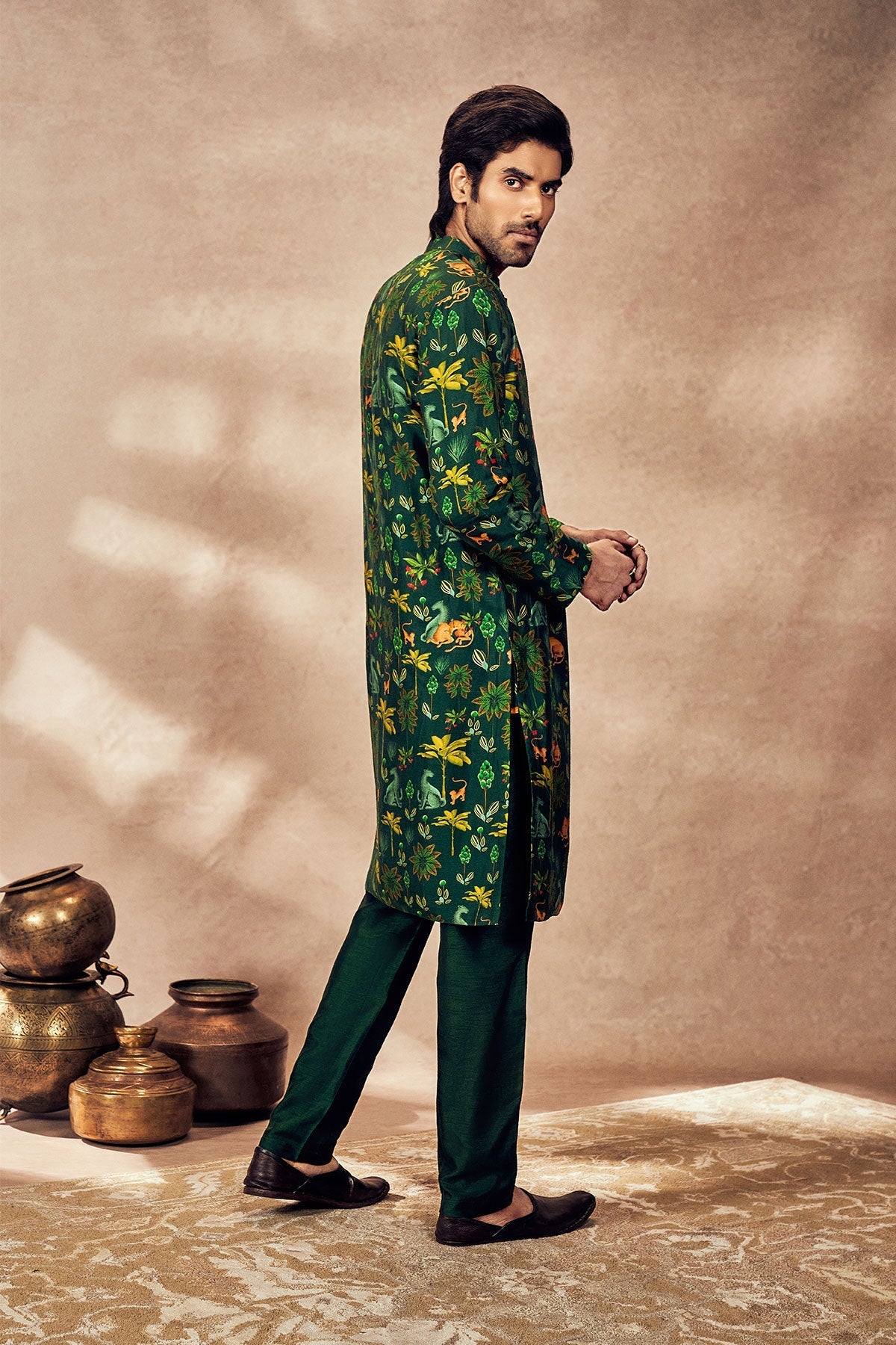 GREEN TROPICAL RHAPSODY KURTA SET