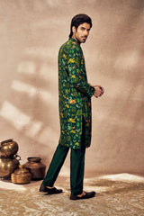 GREEN TROPICAL RHAPSODY KURTA SET
