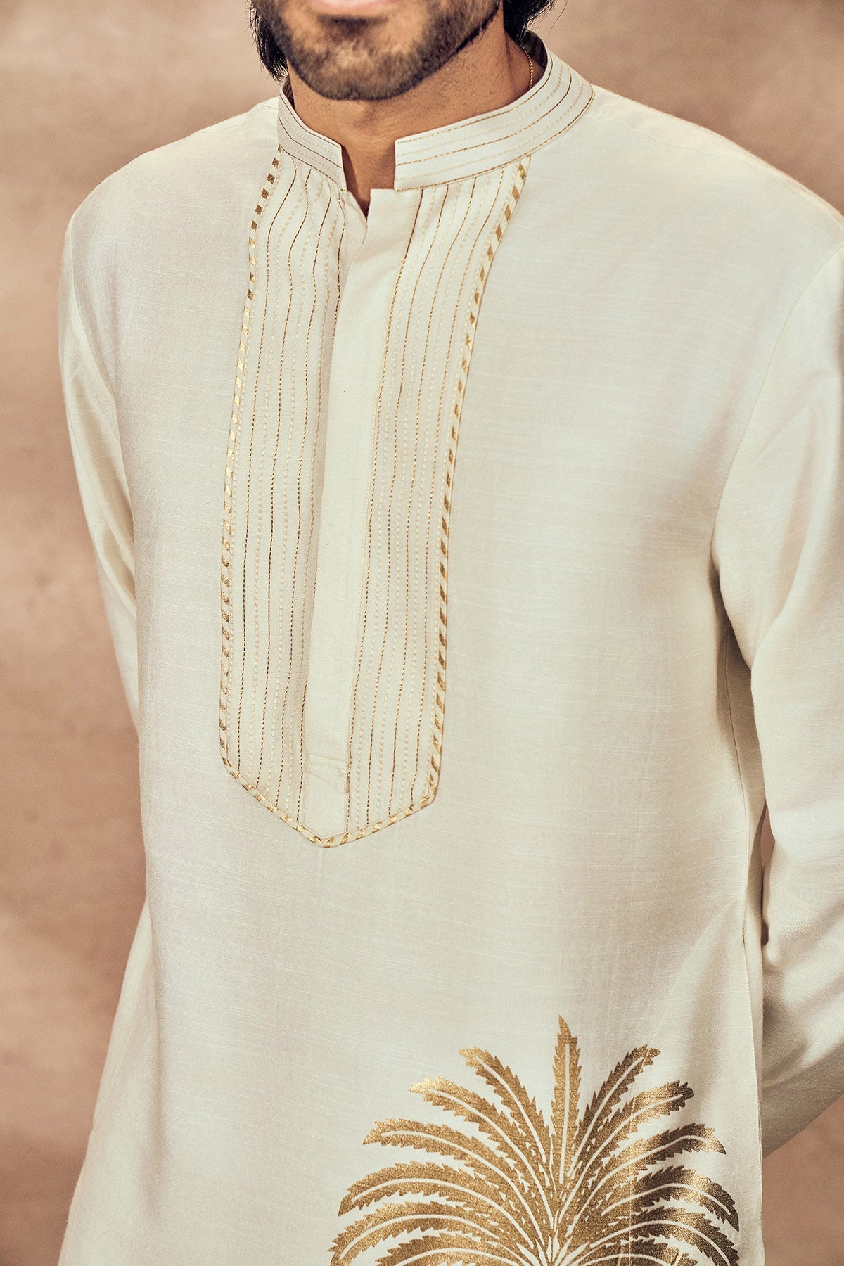 IVORY PALM BLOOMS KURTA