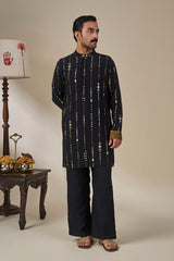 Black Celestial Moonfall Kurta Set