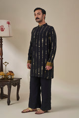 Black Celestial Moonfall Kurta Set