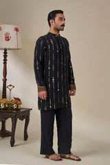 Black Celestial Moonfall Kurta Set