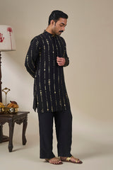 Black Celestial Moonfall Kurta Set