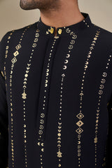 Black Celestial Moonfall Kurta Set