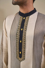 Palm Pillar Black & White Kurta
