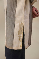Palm Pillar Black & White Kurta Set