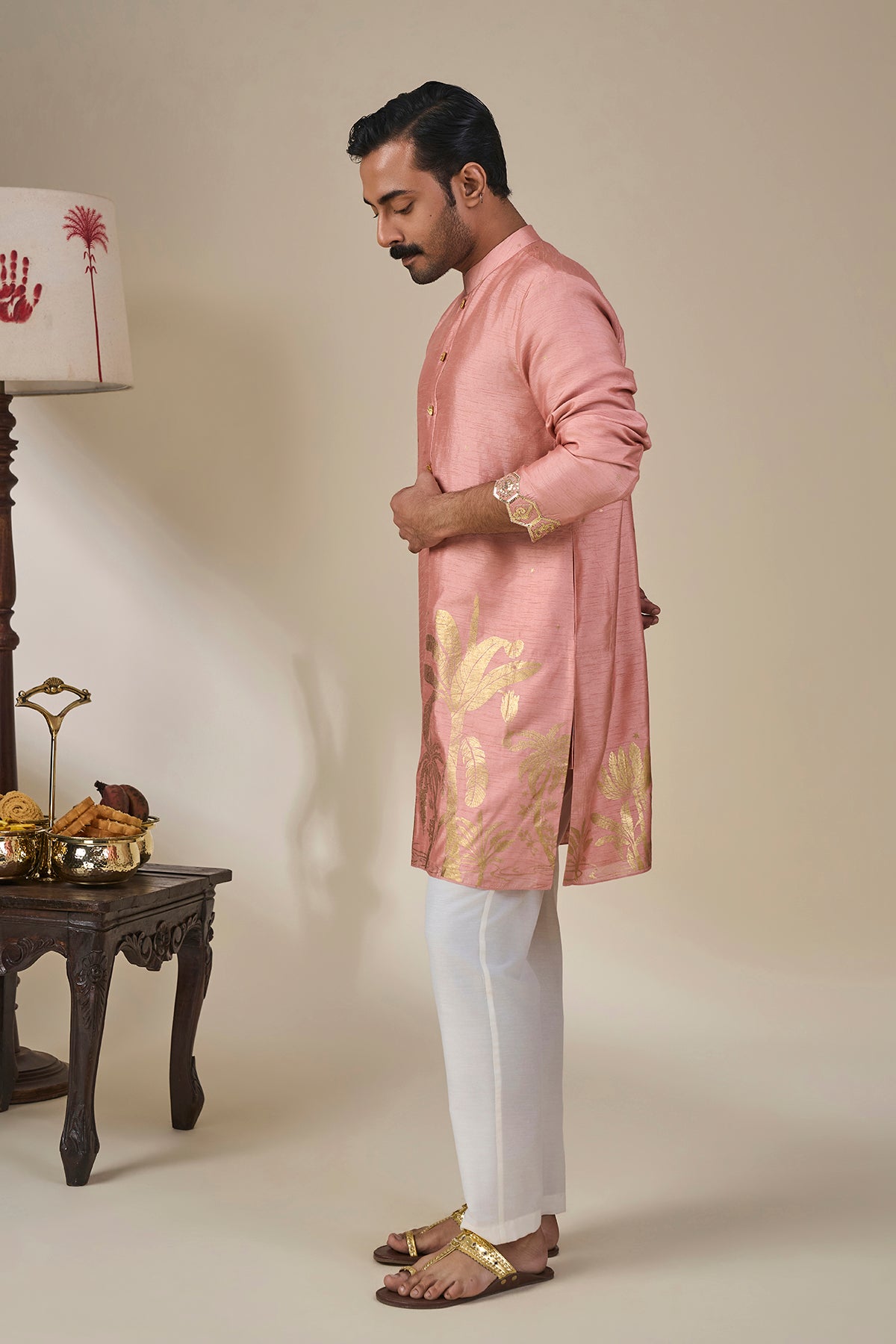 Salmon Pink Backwater Postcard Kurta