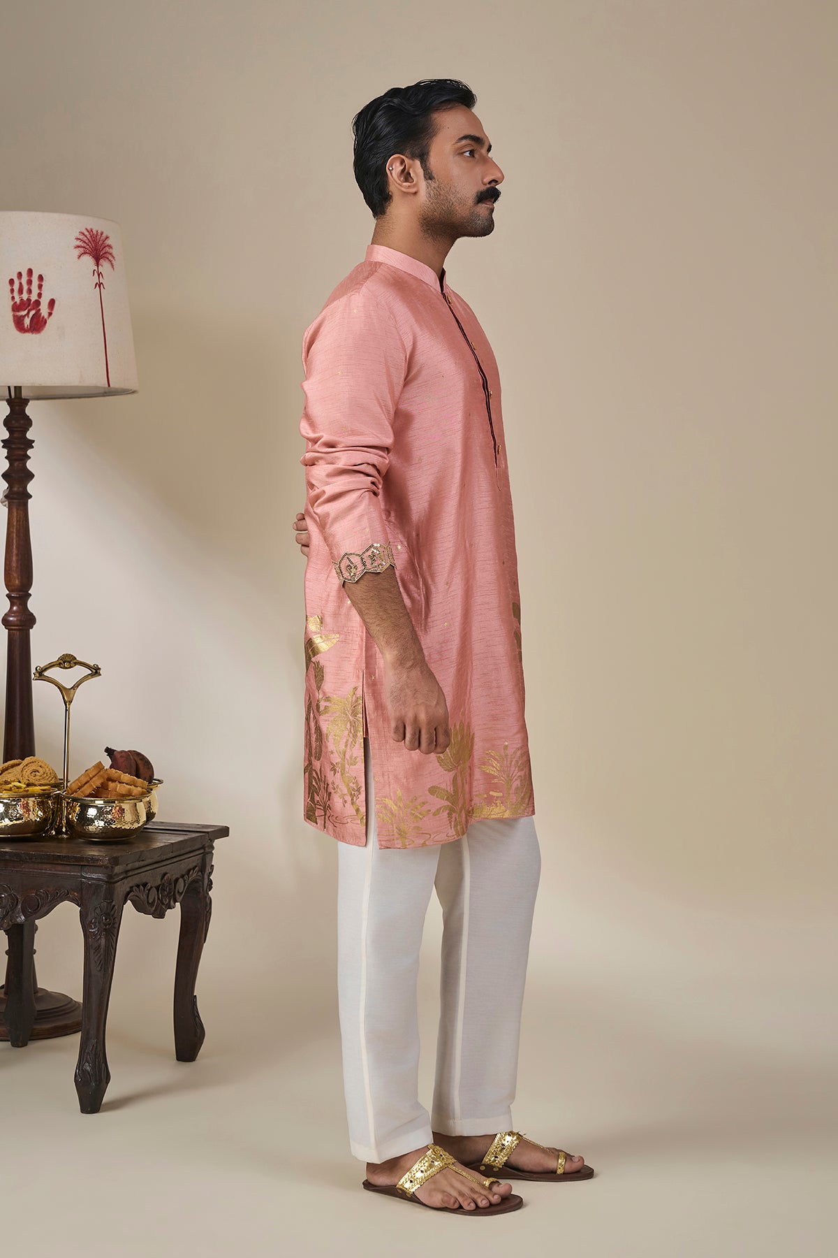 Salmon Pink Backwater Postcard Kurta