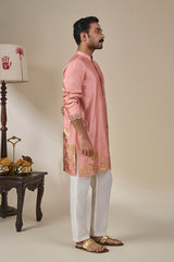 Salmon Pink Backwater Postcard Kurta
