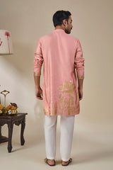 Salmon Pink Backwater Postcard Kurta Set