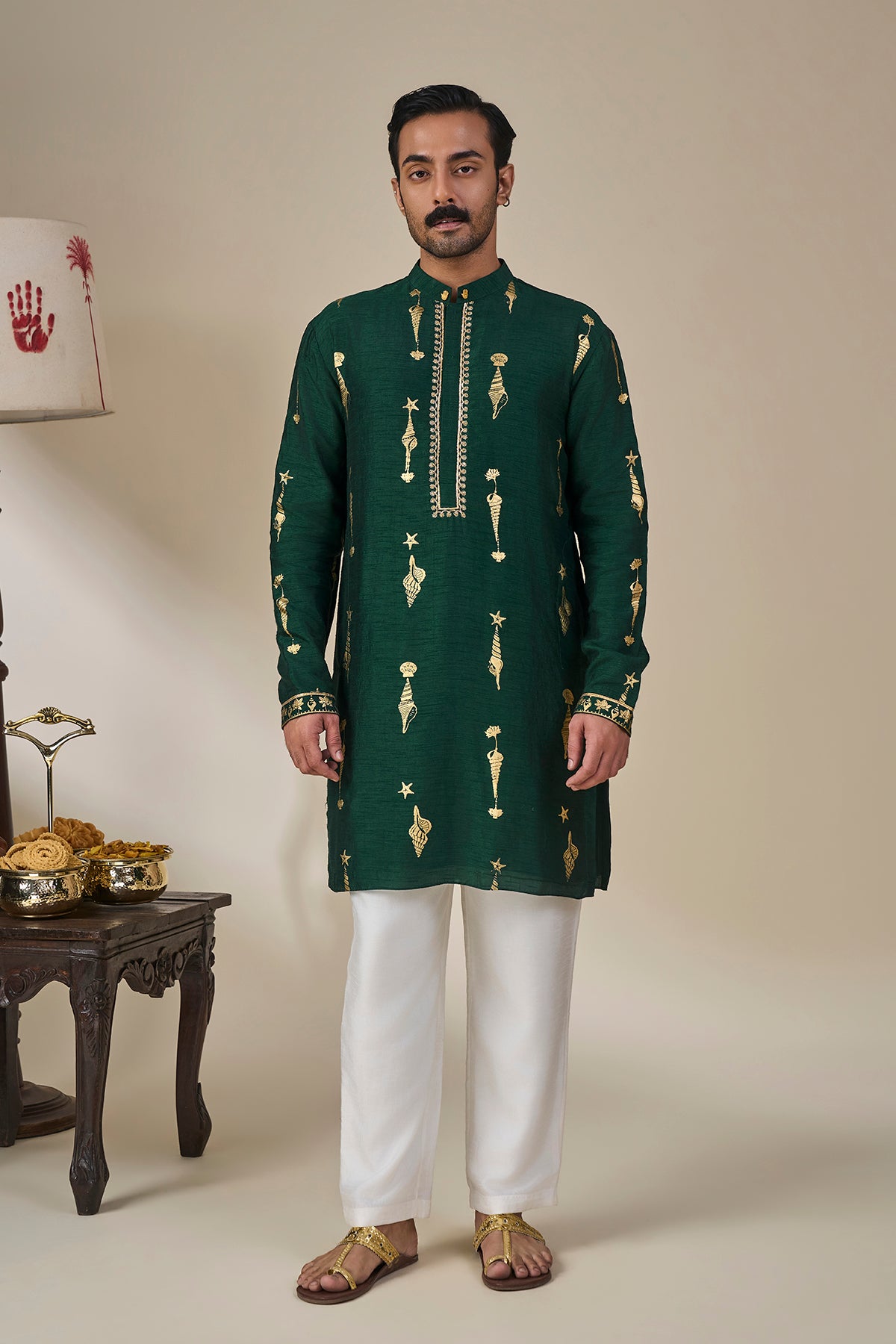 Bottle Green Kochi Conch Kurta