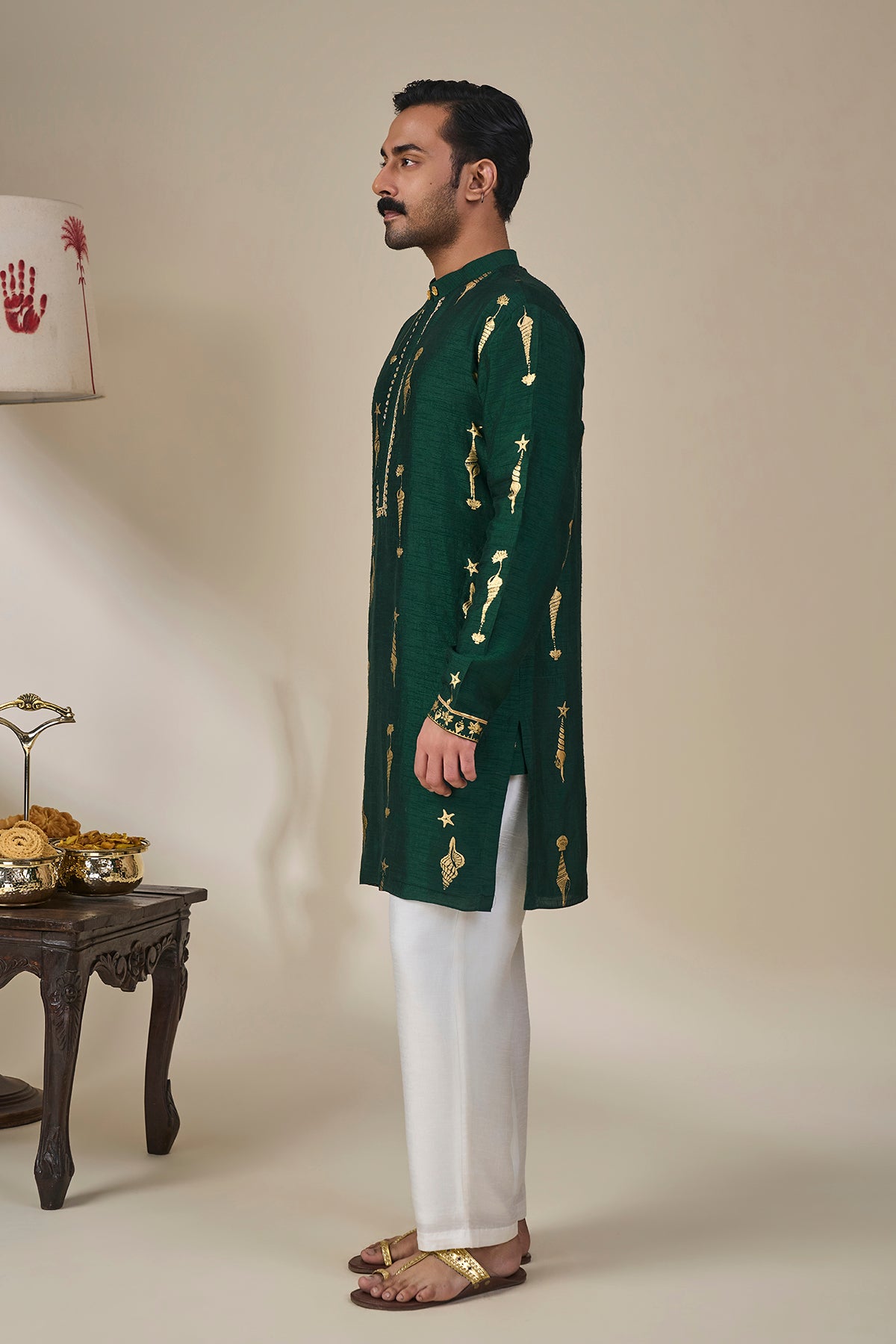 Bottle Green Kochi Conch Kurta