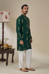 Bottle Green Kochi Conch Kurta