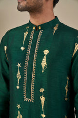 Bottle Green Kochi Conch Kurta