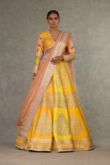 Yellow Sorbet Paan-Patti Lehenga