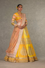 Yellow Sorbet Paan-Patti Lehenga