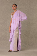 Lilac Trikone Saree Gown