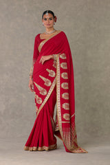 Red Son-Patti Saree