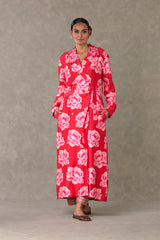 Red Nurvi Trench Coat Set