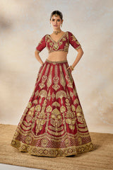CHERRY GULAB LEHENGA SET
