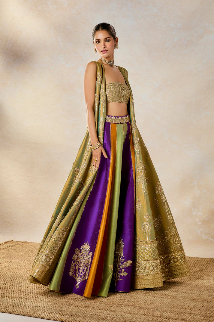The Kesar Varak Long Jacket Lehenga Set