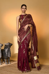 Plum Corncrest Gota Saree