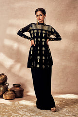 Black Traveler's Palm Tunic Set
