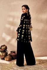 Black Traveler's Palm Tunic Set
