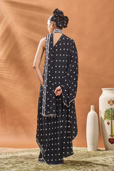 BLACK ALL FOURS ONE SHOULDER TUNIC SET